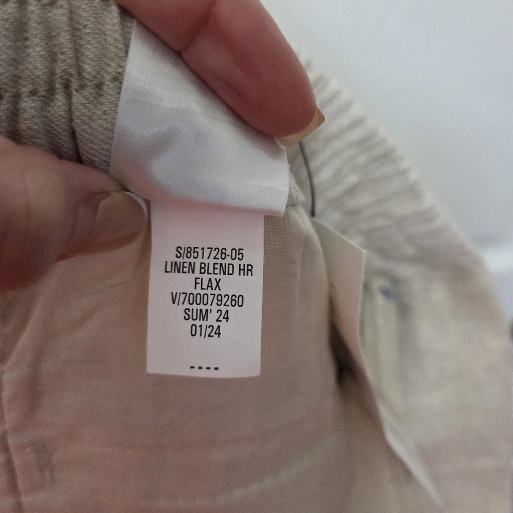 Banana Republic Linen Blend Pants, Beige Wide-Leg Pull-On Crop Pant Size Medium - Picture 12 of 15